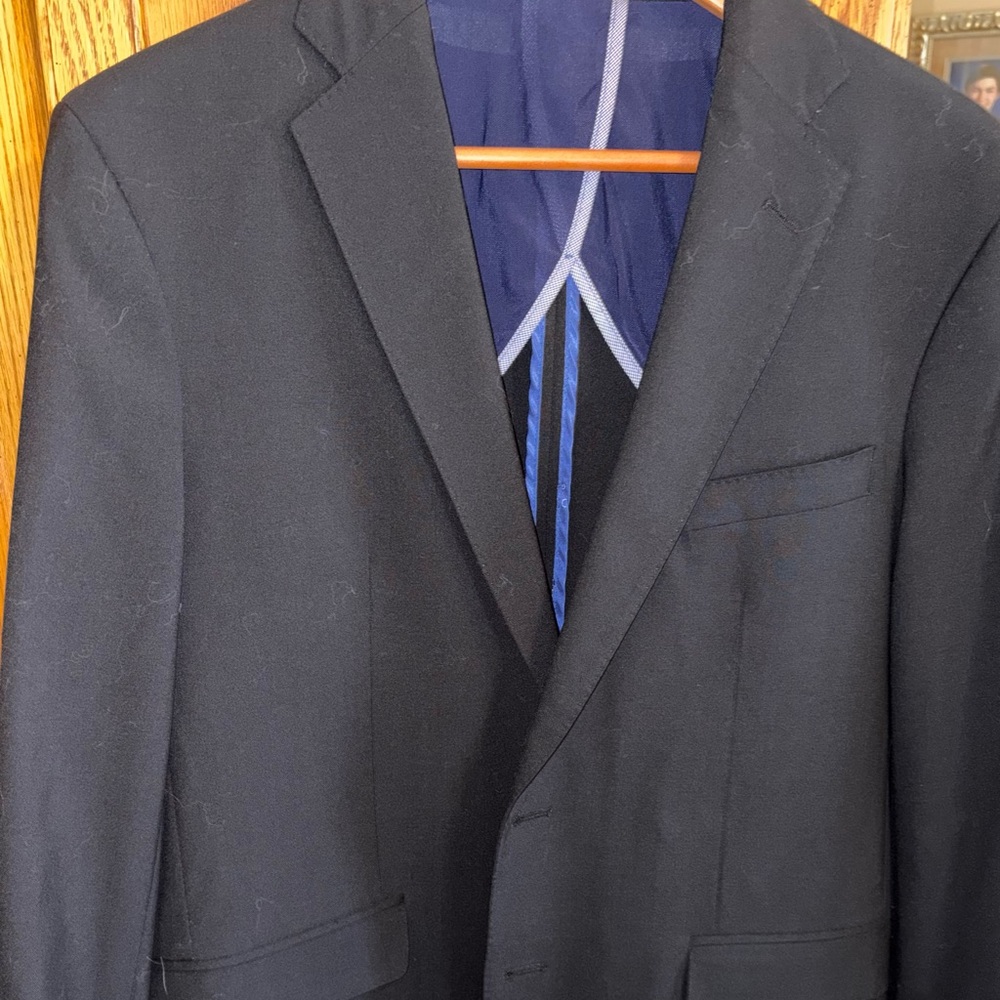 Cole Haan Grand Os Navy Blue Wool Blazer Size 42R